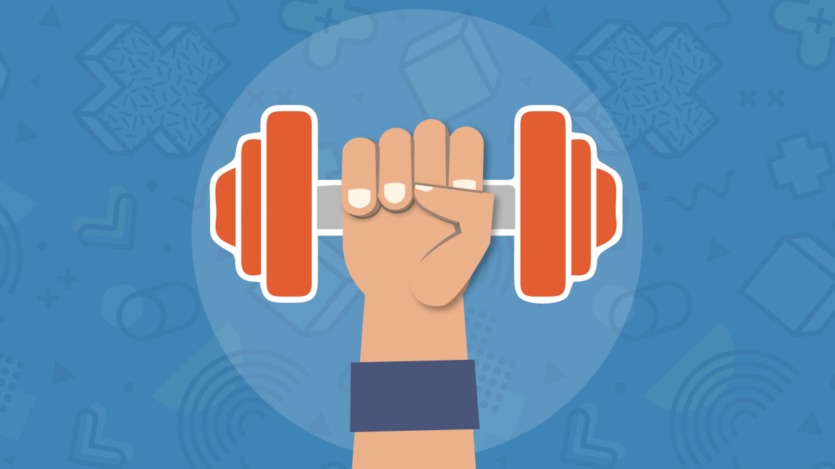 Icon showing hand lifting weight