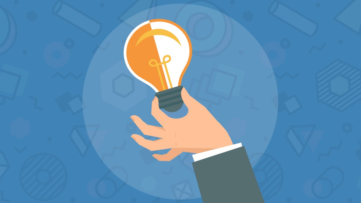 Illustration showing hand holding lightbulb